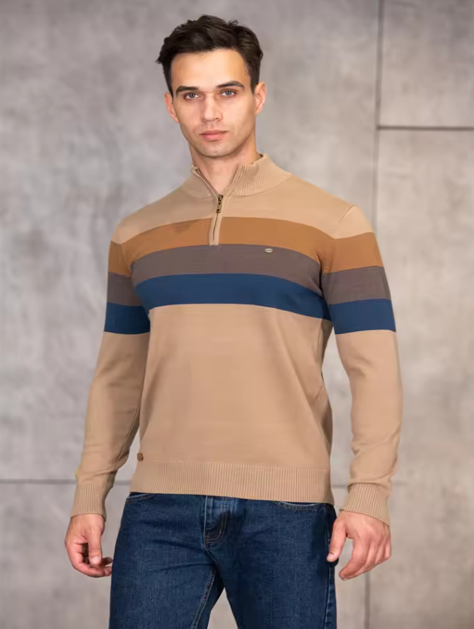 Eleganter Herren Pullover mit Modernem Reißverschluss und Bequemer Passform