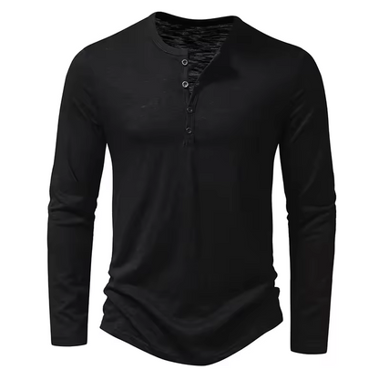 Lockeres Langarmshirt für Herren mit Knopfdesign