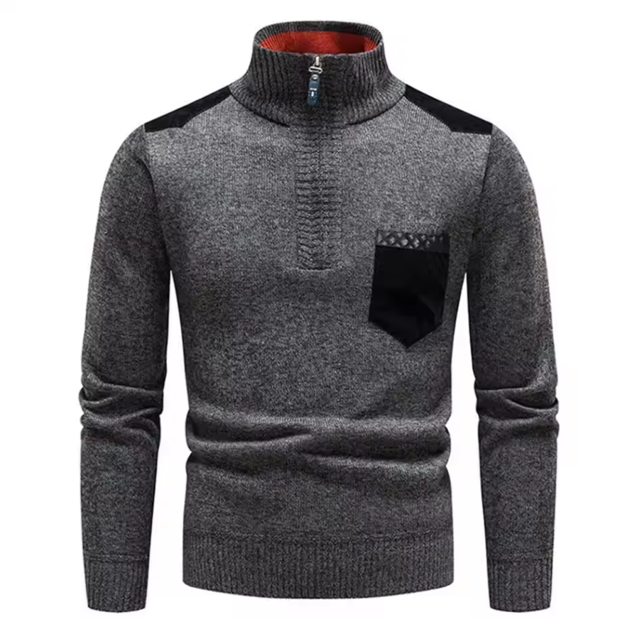 Gemütlicher Herren Pullover mit Stilvollen Details und Funktionalem Reißverschluss