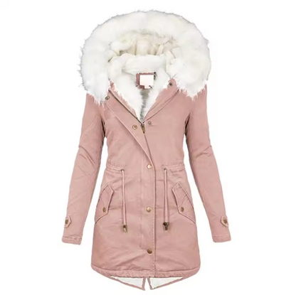 Warme Winterjacke für Damen mit abnehmbarer Kapuze