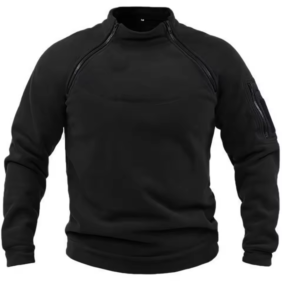 Funktioneller Gemütlicher Herrenpullover mit Modernem Stehkragen und Armee Design