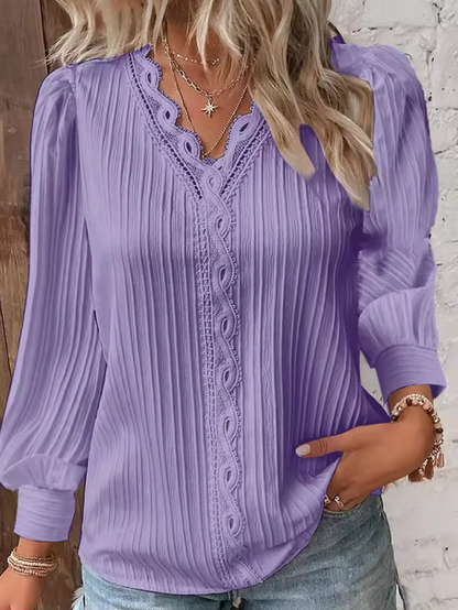 Elegante Langärmlige Bluse für Damen mit V-Ausschnitt