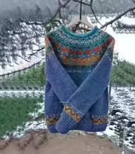 Pullover mit auffälligem Muster und langen Ärmeln