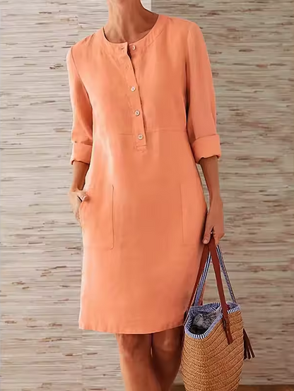 Bequemes Knielanges Kleid für Damen und 3/4-Ärmeln