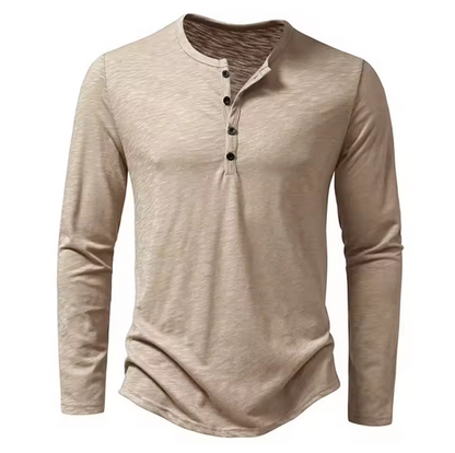 Lockeres Langarmshirt für Herren mit Knopfdesign