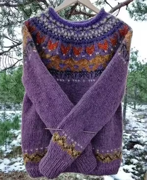 Pullover mit auffälligem Muster und langen Ärmeln