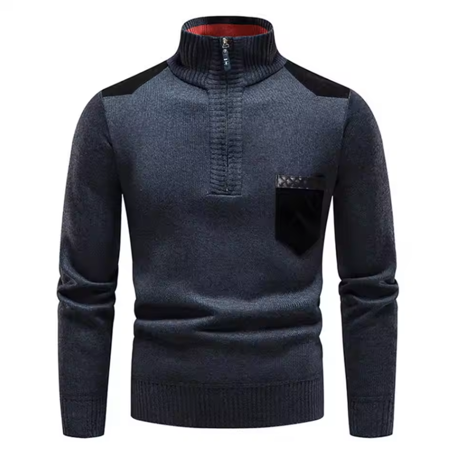 Gemütlicher Herren Pullover mit Stilvollen Details und Funktionalem Reißverschluss