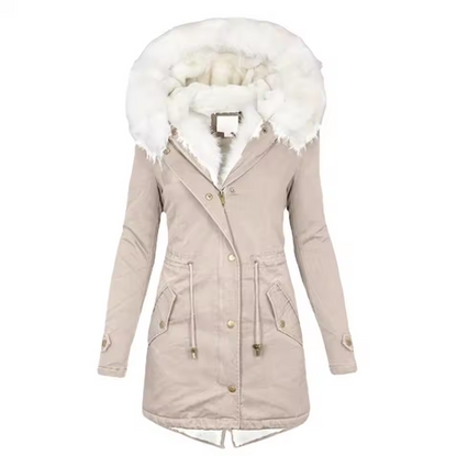 Warme Winterjacke für Damen mit abnehmbarer Kapuze