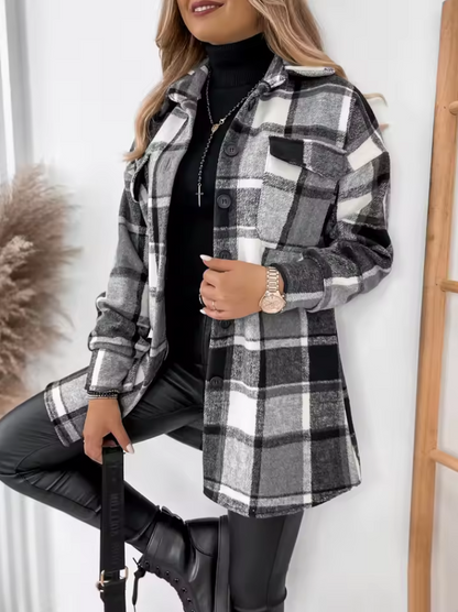 Karojacke mit lockerer Passform und Knopfverschluss