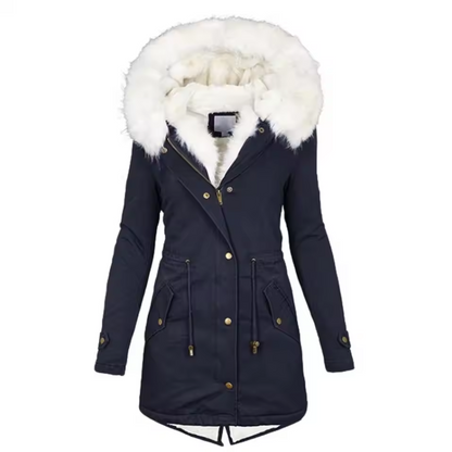 Warme Winterjacke für Damen mit abnehmbarer Kapuze
