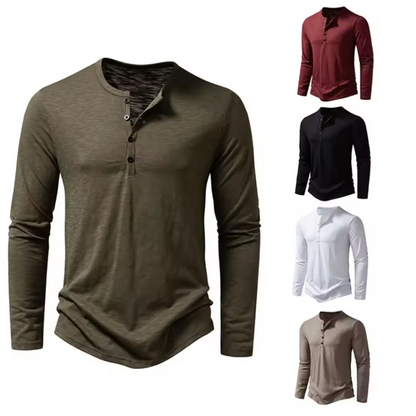 Lockeres Langarmshirt für Herren mit Knopfdesign