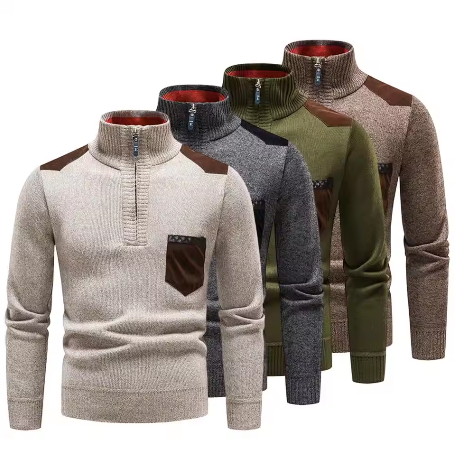 Gemütlicher Herren Pullover mit Stilvollen Details und Funktionalem Reißverschluss