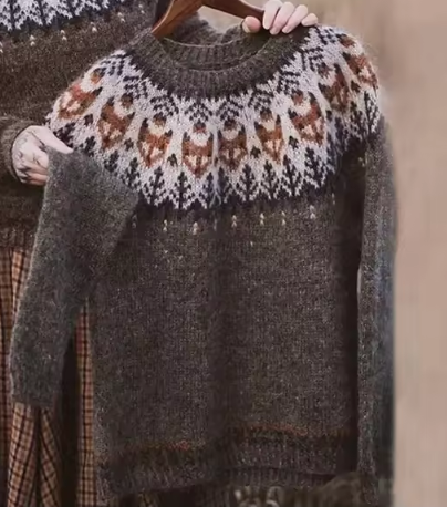 Pullover mit auffälligem Muster und langen Ärmeln