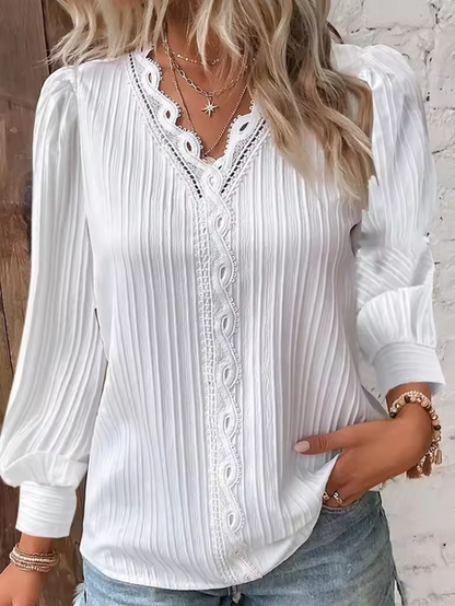 Elegante Langärmlige Bluse für Damen mit V-Ausschnitt