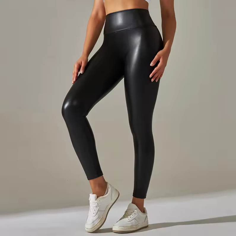 Figurbetonte Leggings mit hohem Bund und glatter Oberfläche