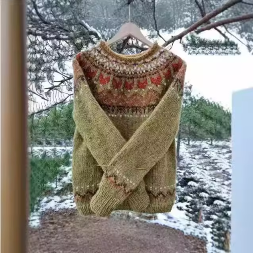 Pullover mit auffälligem Muster und langen Ärmeln