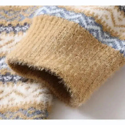 Damen Gemusterter Strickpullover | Warm