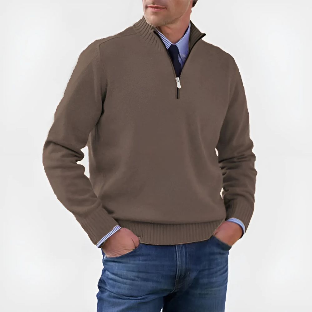 Herrenpullover mit Reißverschluss und Stehkragen