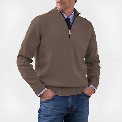 Herrenpullover mit Reißverschluss und Stehkragen