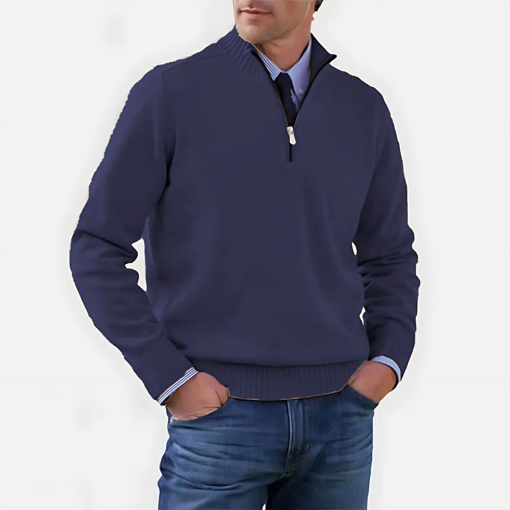 Herrenpullover mit Reißverschluss und Stehkragen