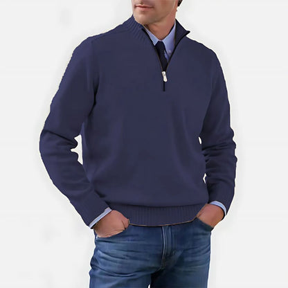 Herrenpullover mit Reißverschluss und Stehkragen