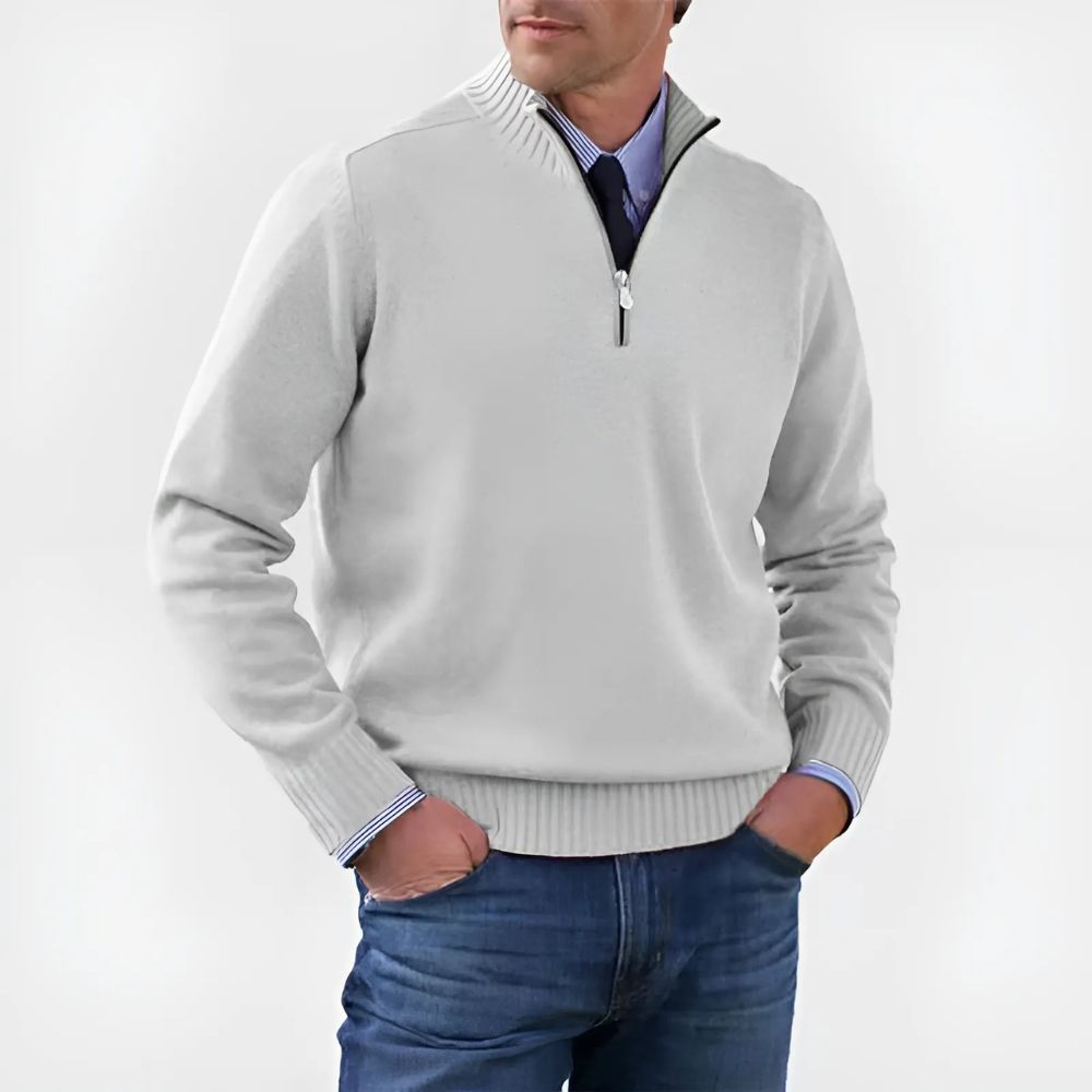 Herrenpullover mit Reißverschluss und Stehkragen