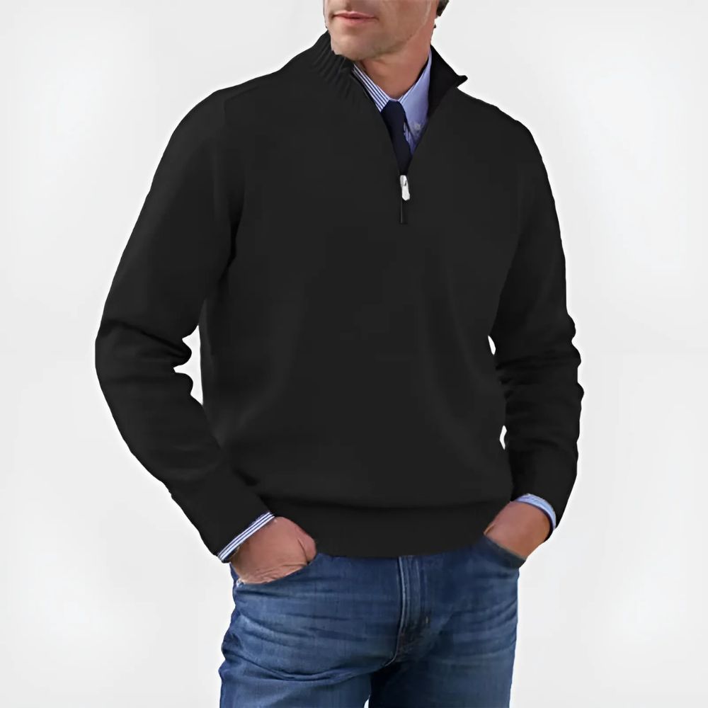 Herrenpullover mit Reißverschluss und Stehkragen