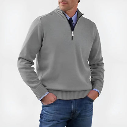 Herrenpullover mit Reißverschluss und Stehkragen