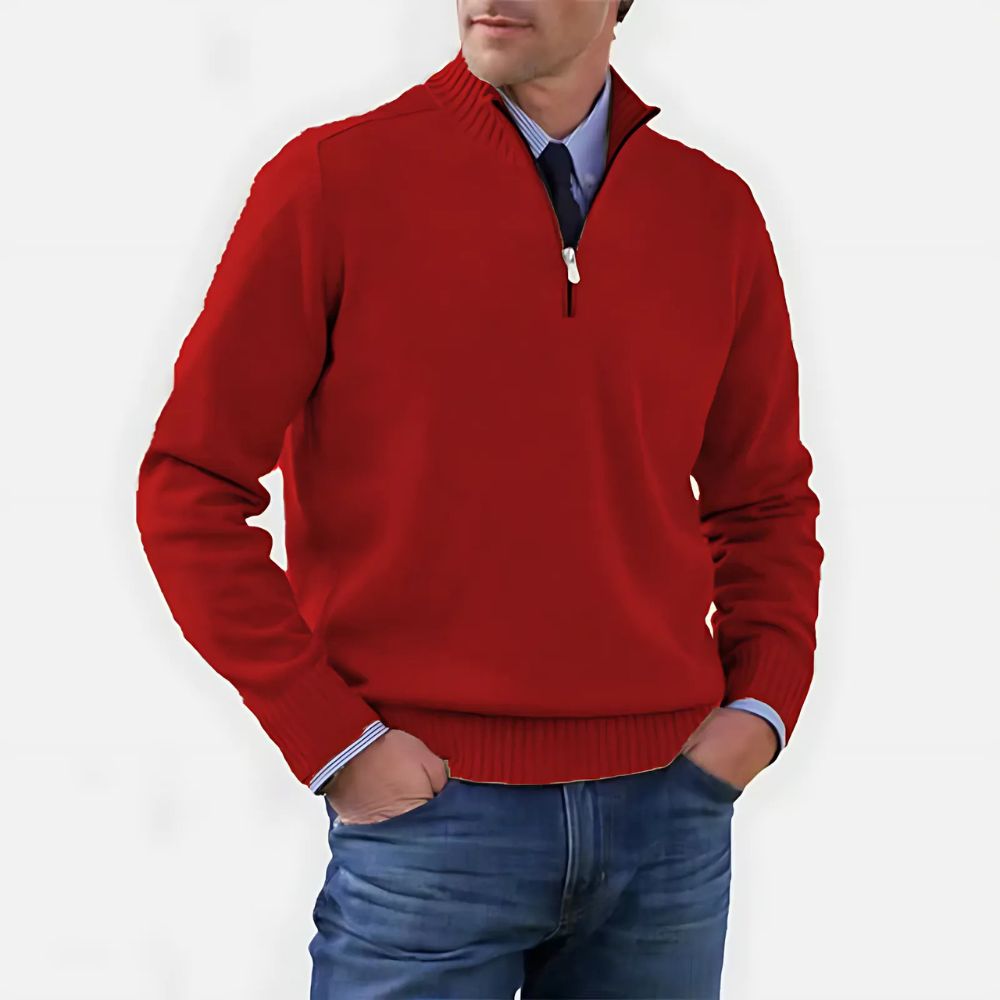 Herrenpullover mit Reißverschluss und Stehkragen