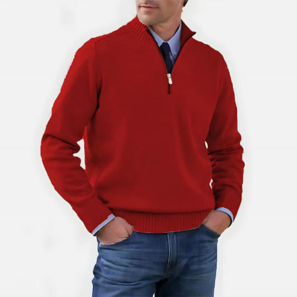 Herrenpullover mit Reißverschluss und Stehkragen