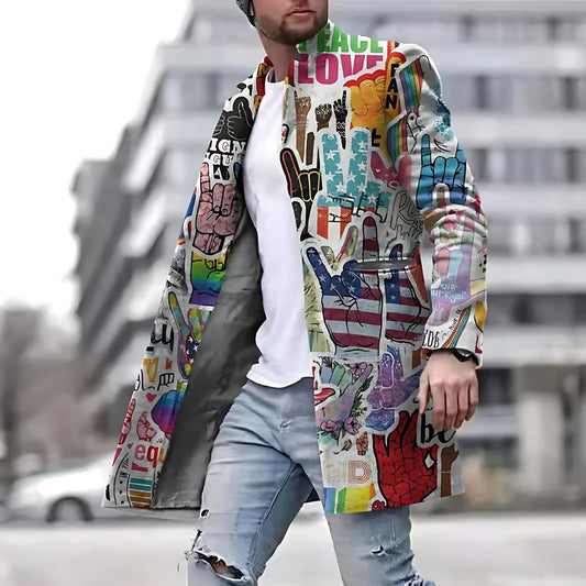 Herren Mantel mit grafischem Allover-Muster