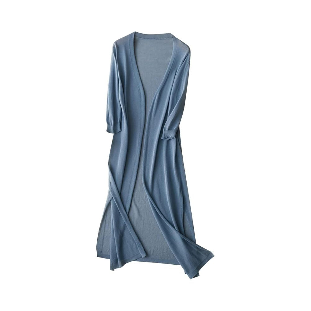 Langes Damenkleid mit Rundhalsausschnitt