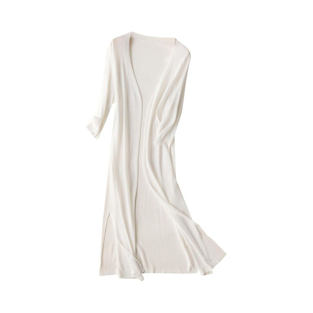 Langes Damenkleid mit Rundhalsausschnitt