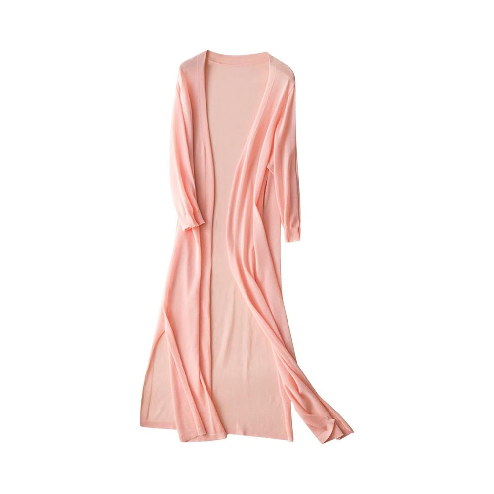Langes Damenkleid mit Rundhalsausschnitt