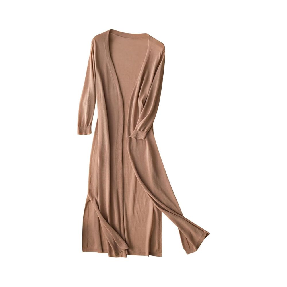 Langes Damenkleid mit Rundhalsausschnitt