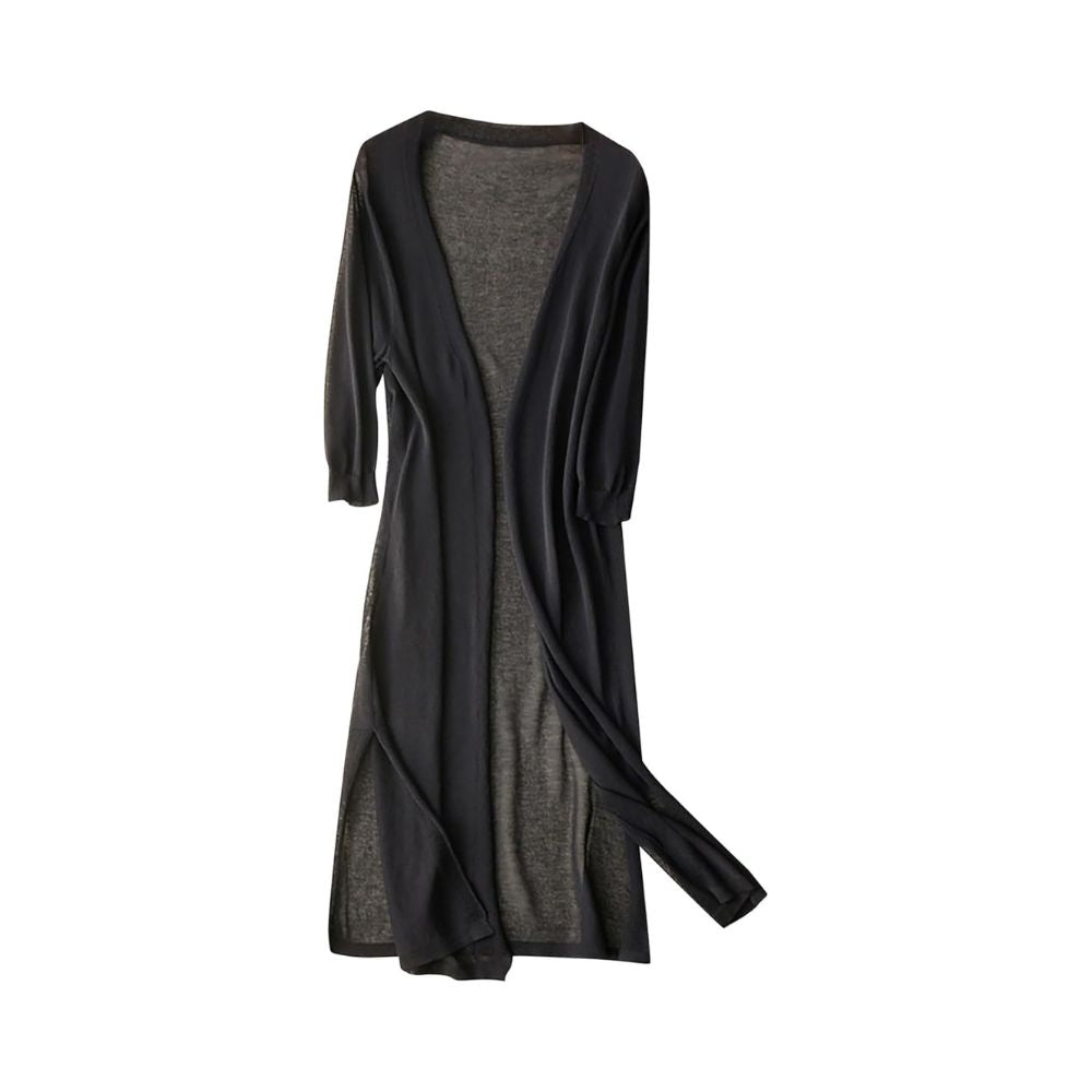 Langes Damenkleid mit Rundhalsausschnitt