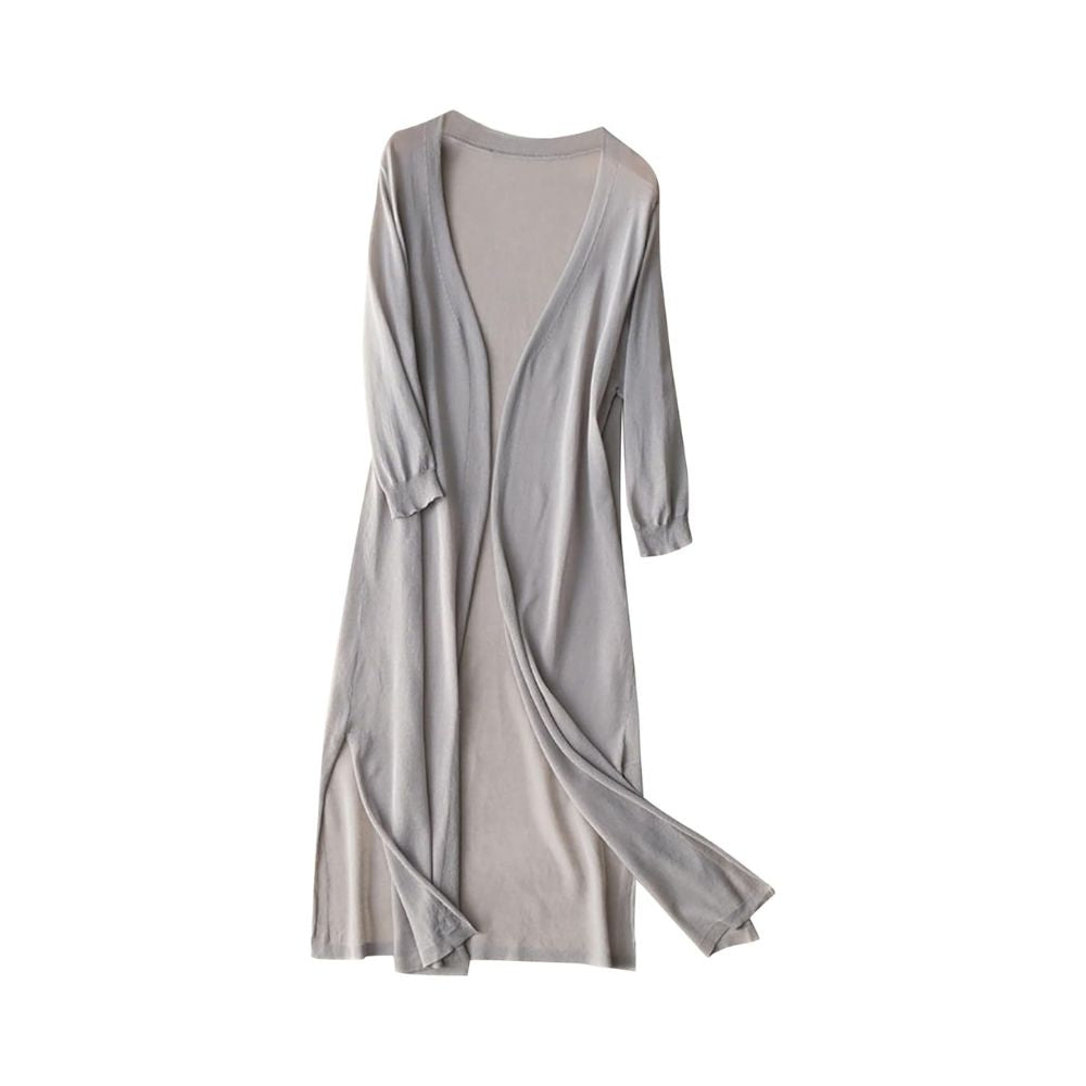 Langes Damenkleid mit Rundhalsausschnitt