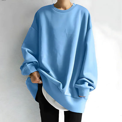 Langer Damen Pullover mit Rundhalsausschnitt