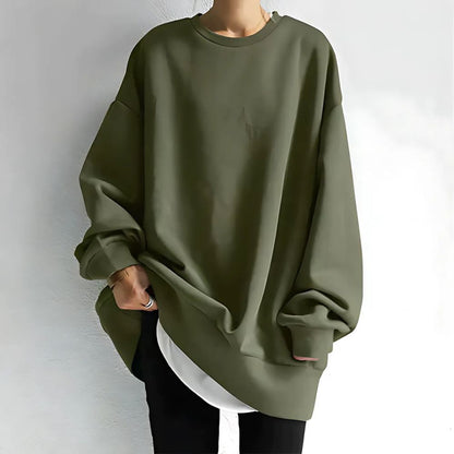Langer Damen Pullover mit Rundhalsausschnitt
