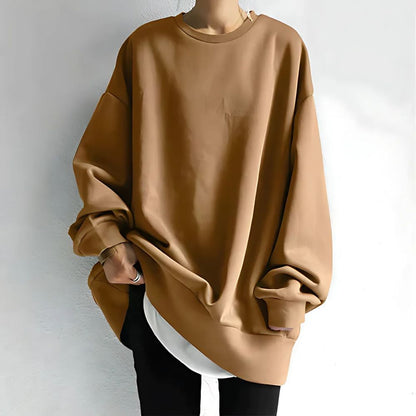 Langer Damen Pullover mit Rundhalsausschnitt