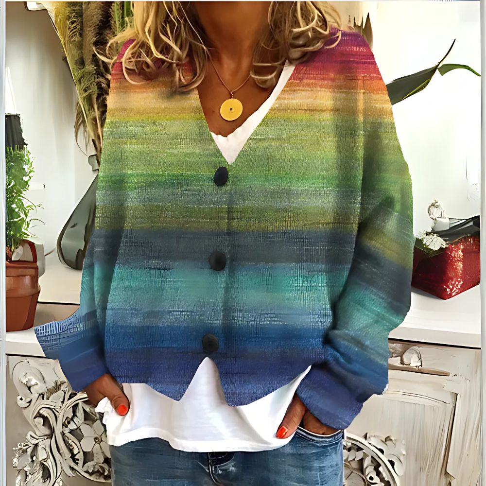 Gestreifter Damenpullover mit V-Ausschnitt – Bequem und Stylisch