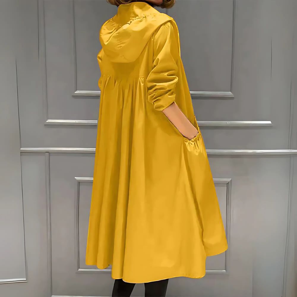 Leichter Regenjacke für Damen mit Kapuze | Lange Übergangsjacke