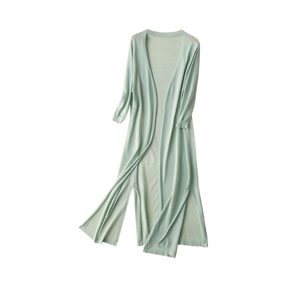 Langes Damenkleid mit Rundhalsausschnitt
