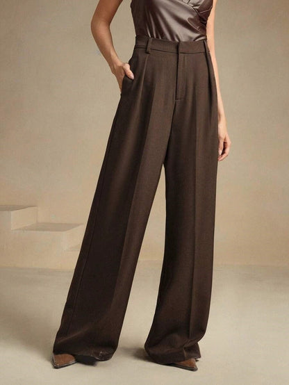 Damenhose mit weitem Schnitt, elastischem Bund und fließendem Stoff