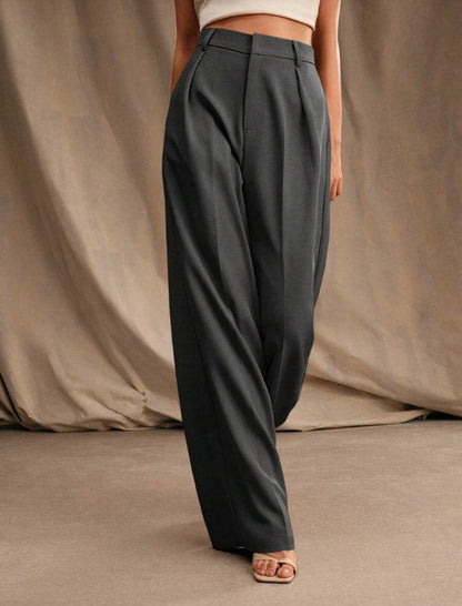 Damenhose mit weitem Schnitt, elastischem Bund und fließendem Stoff