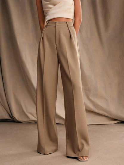 Damenhose mit weitem Schnitt, elastischem Bund und fließendem Stoff