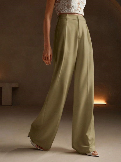 Damenhose mit weitem Schnitt, elastischem Bund und fließendem Stoff