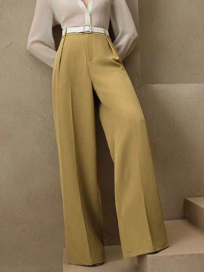 Damenhose mit weitem Schnitt, elastischem Bund und fließendem Stoff