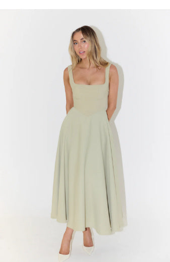 Damen Midikleid mit quadratischem Ausschnitt