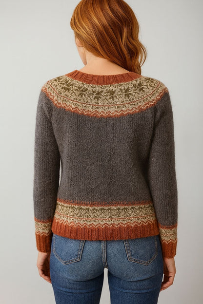 Gemusterter Damen-Strickpullover mit Rundhalsausschnitt – Weich, Stylisch & Bequem